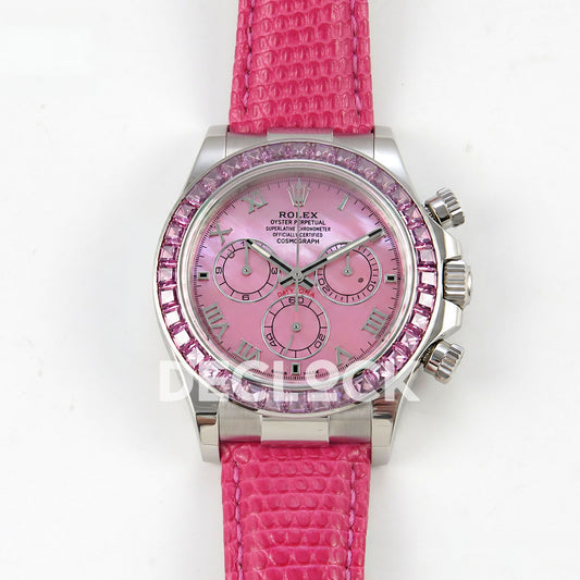 Rolex Daytona Custom 116519 Beach MPF Pink Dial Pink Leather SA4801 replica - front