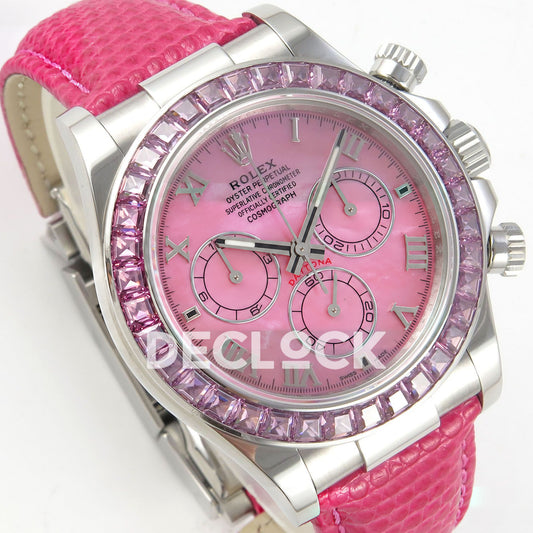 Rolex Daytona Custom 116519 Beach MPF Pink Dial Pink Leather SA4801 replica - three quarter left