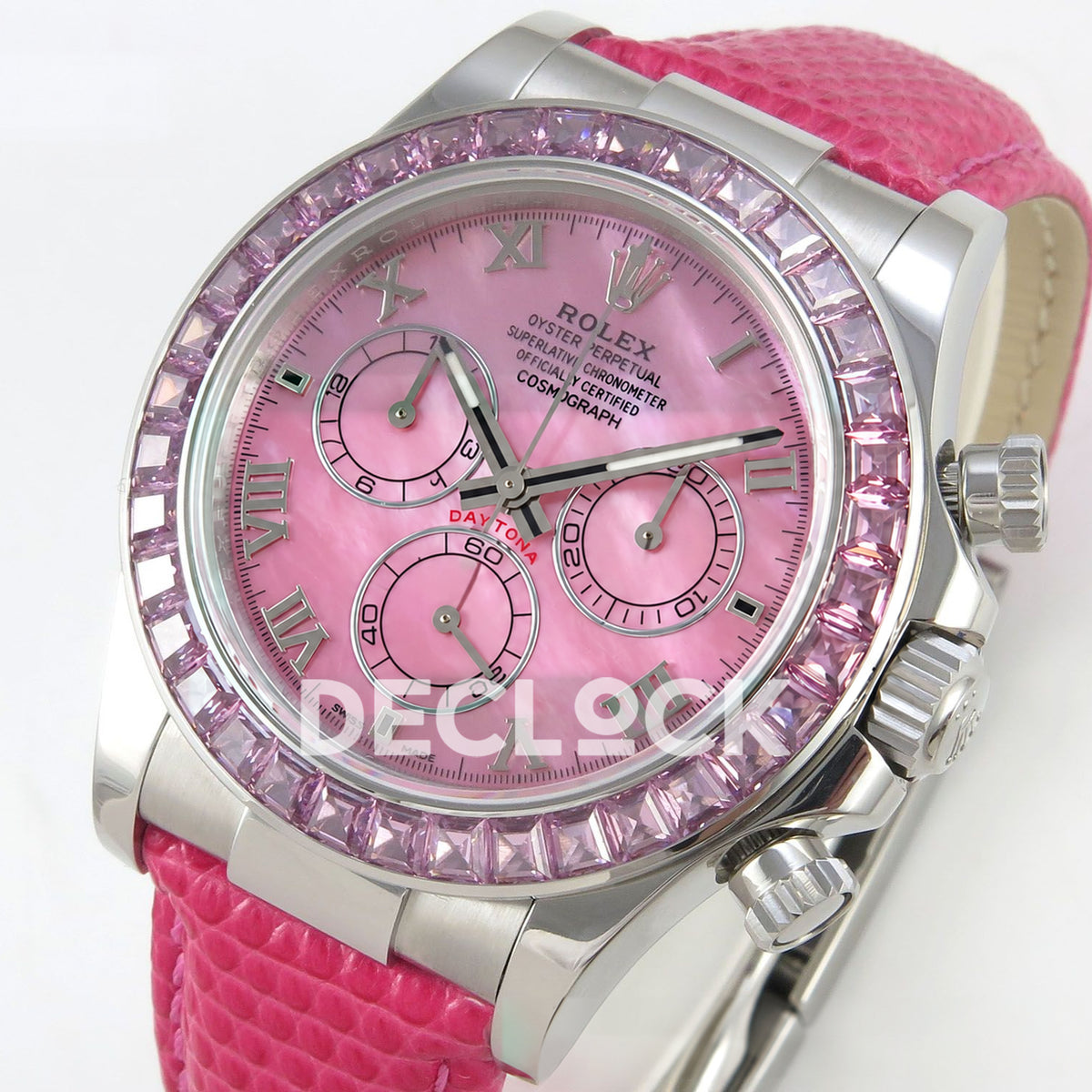 Rolex Daytona Custom 116519 Beach MPF Pink Dial Pink Leather SA4801 replica - dial angle