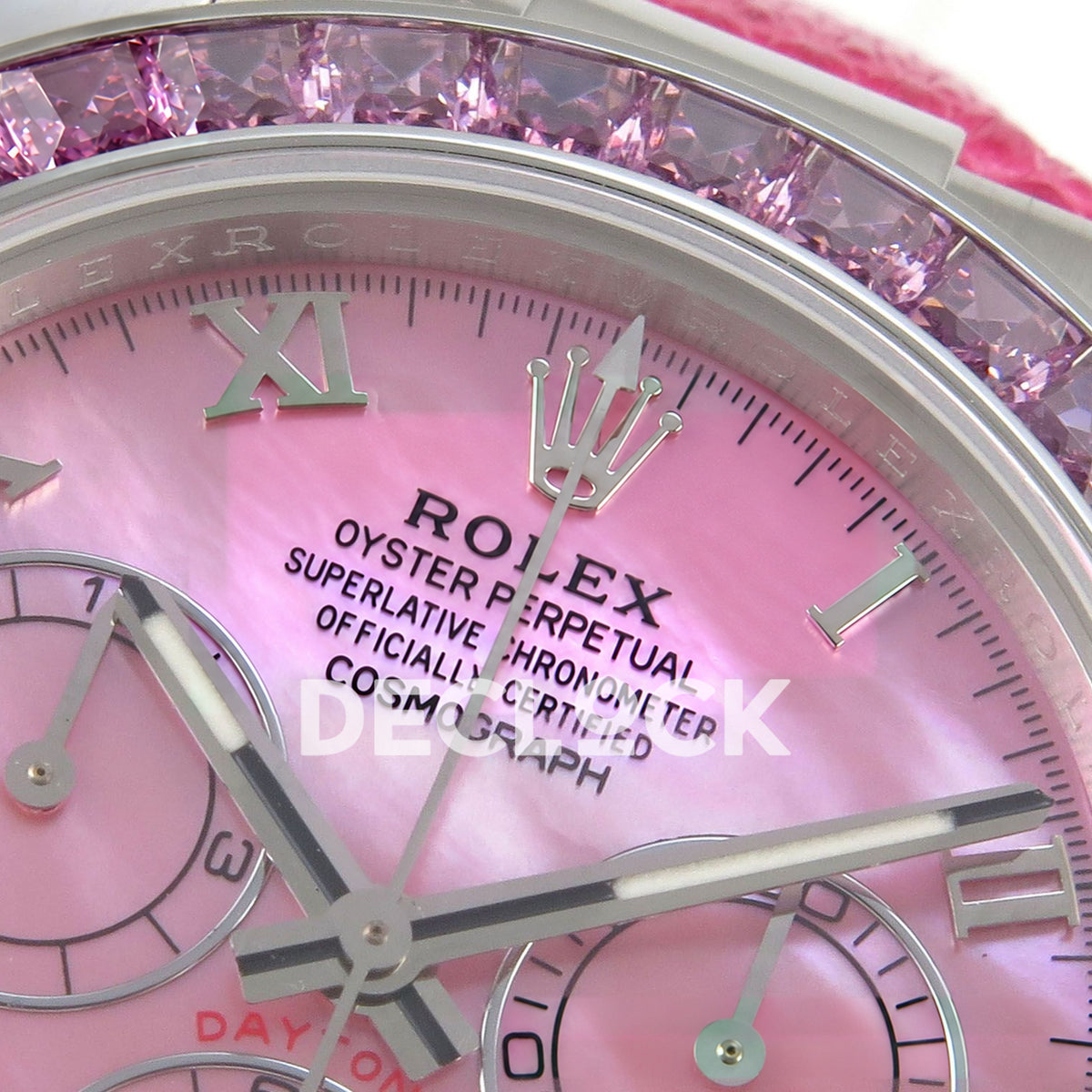 Rolex Daytona Custom 116519 Beach MPF Pink Dial Pink Leather SA4801 replica - dial brand detail