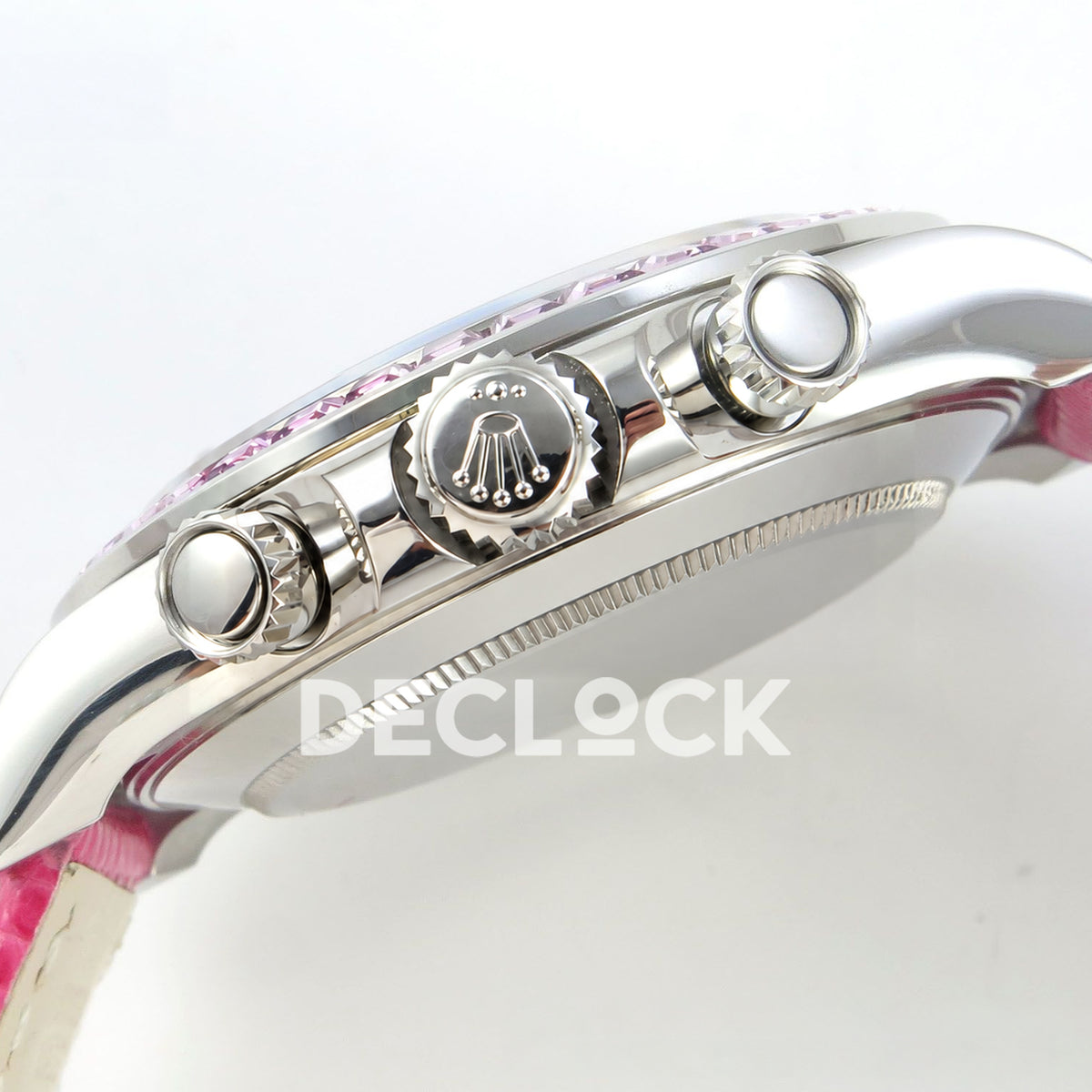 Rolex Daytona Custom 116519 Beach MPF Pink Dial Pink Leather SA4801 replica - crown side