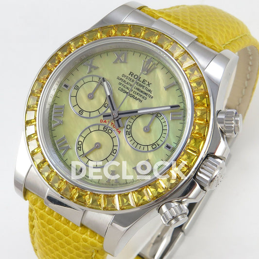 Rolex Daytona Custom 116519 Beach MPF Yellow Dial Yellow Leather SA4801 replica - dial angle