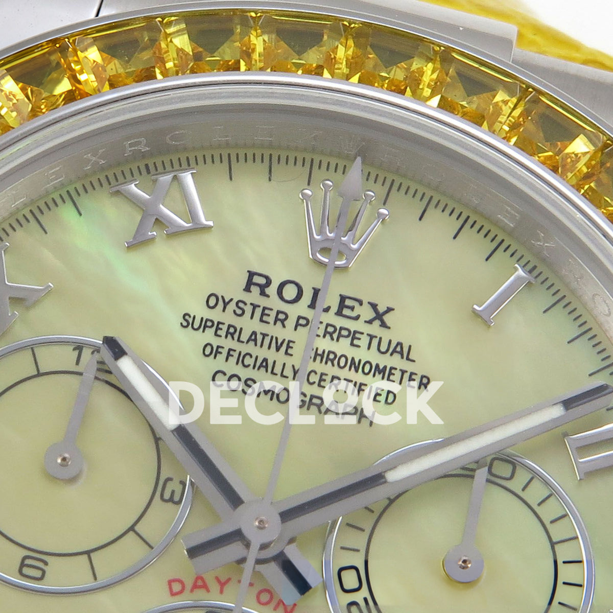 Rolex Daytona Custom 116519 Beach MPF Yellow Dial Yellow Leather SA4801 replica - dial brand detail