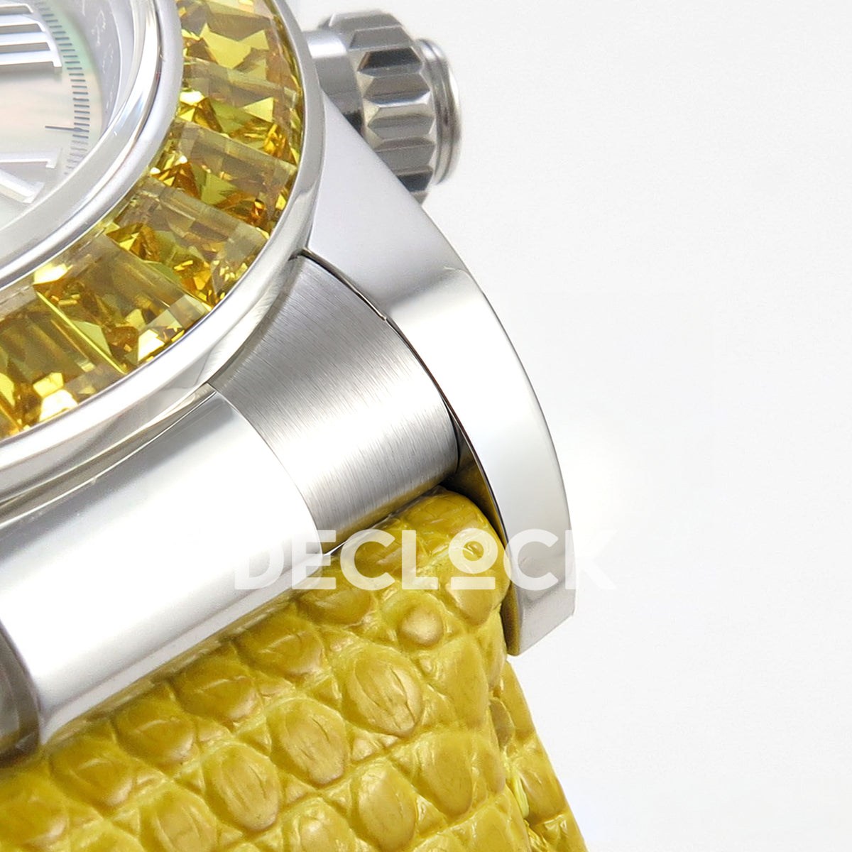 Rolex Daytona Custom 116519 Beach MPF Yellow Dial Yellow Leather SA4801 replica - lug strap detail