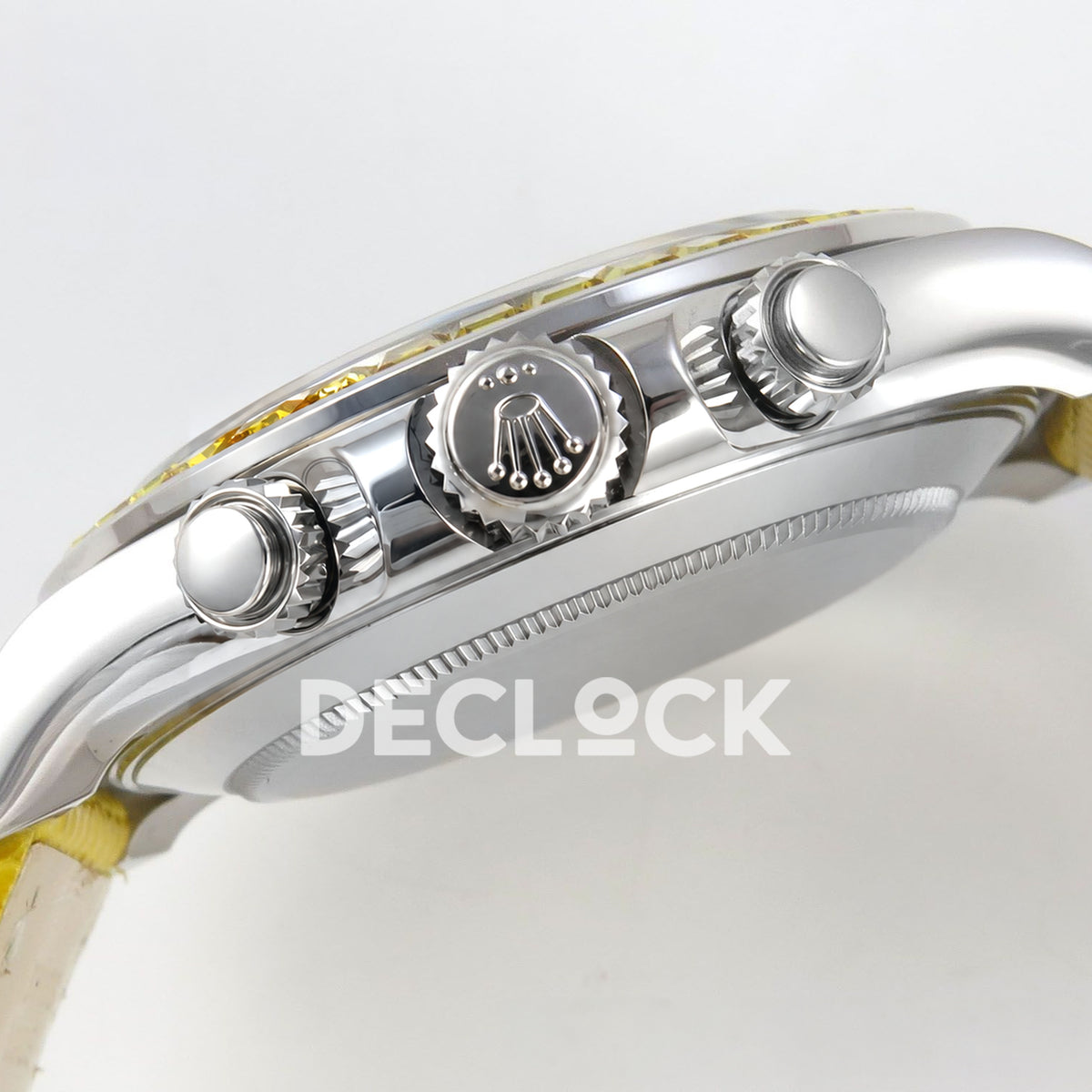 Rolex Daytona Custom 116519 Beach MPF Yellow Dial Yellow Leather SA4801 replica - crown side