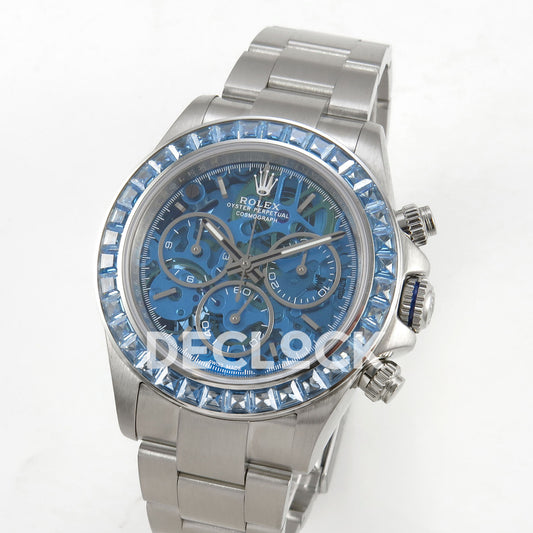 Rolex Daytona Custom 116520 Arolla Blue Skeleton ADGF SA4130 replica - angled front