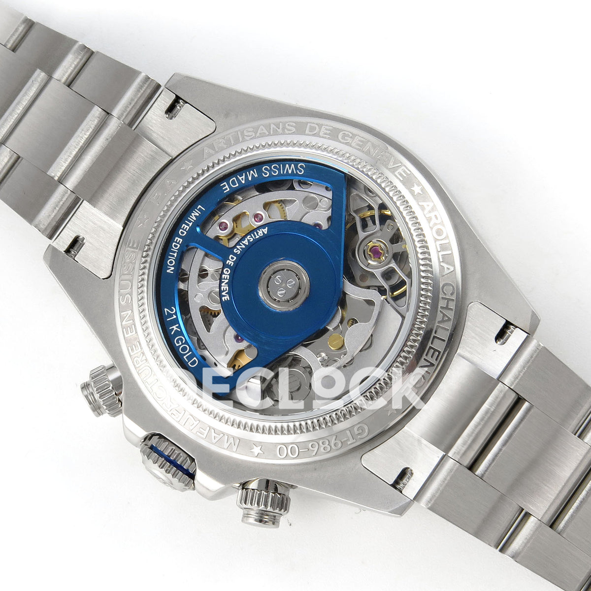 Rolex Daytona Custom 116520 Arolla Blue Skeleton ADGF SA4130 replica - exhibition caseback