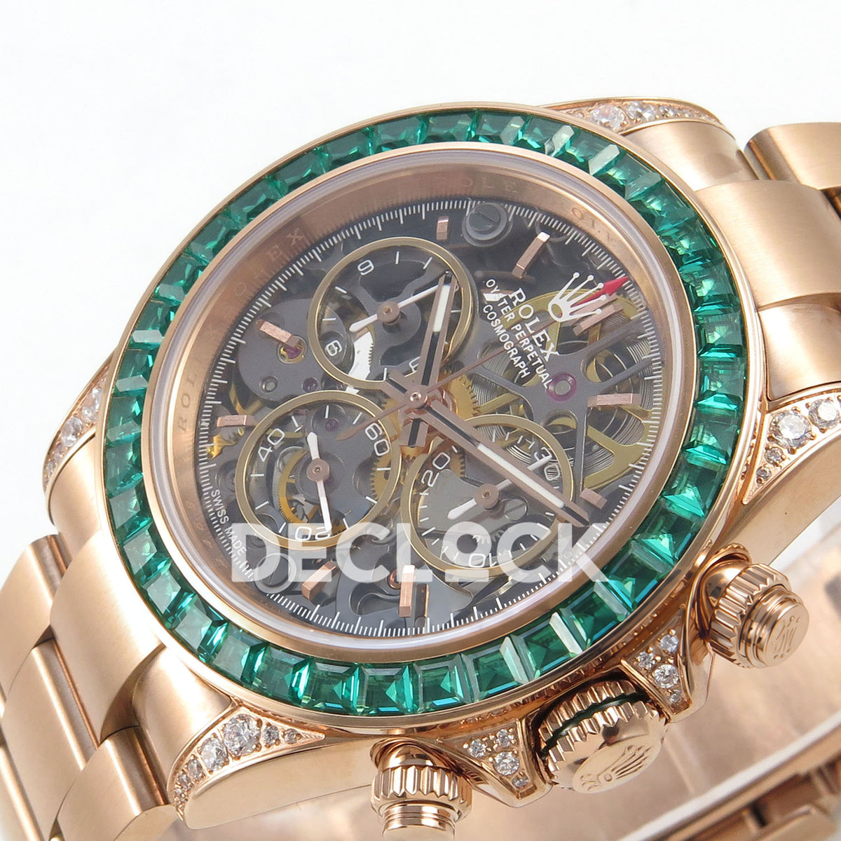 Rolex Daytona Custom 116520 Arolla Rose Gold Green Bezel ADGF SA4130 replica - crown side front