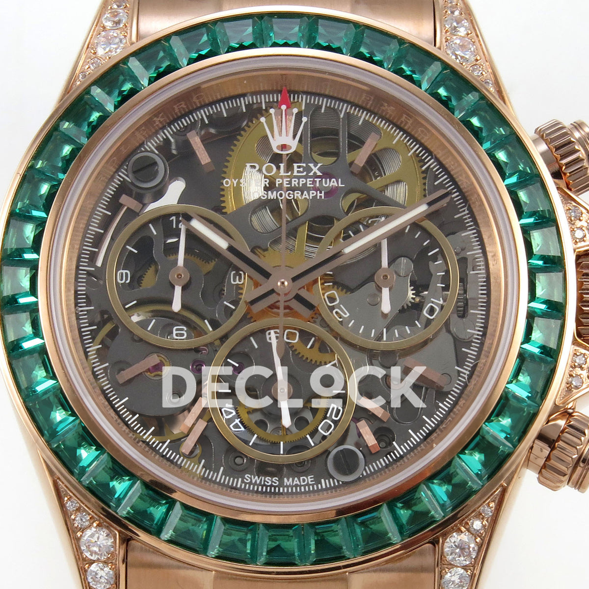 Rolex Daytona Custom 116520 Arolla Rose Gold Green Bezel ADGF SA4130 replica - dial close up