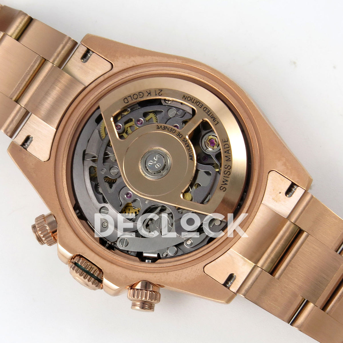 Rolex Daytona Custom 116520 Arolla Rose Gold Green Bezel ADGF SA4130 replica - movement alternate