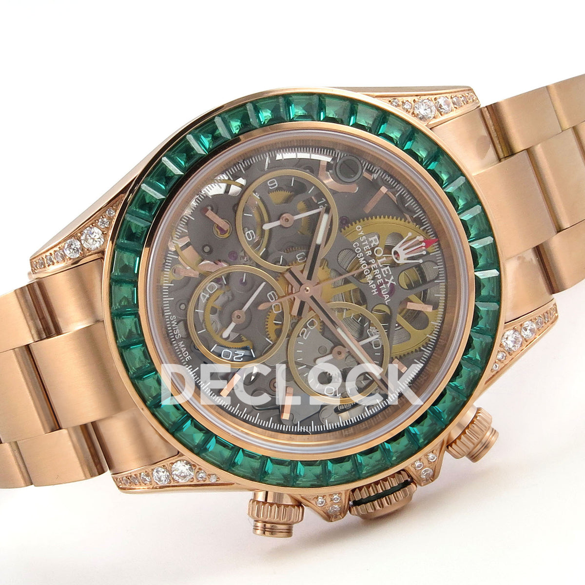Rolex Daytona Custom 116520 Arolla Rose Gold Green Bezel ADGF SA4130 replica - side front
