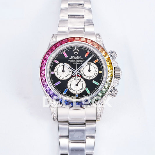 Rolex Daytona Custom 116520 RXF Rainbow Black Silver Dial DD4130 replica - front