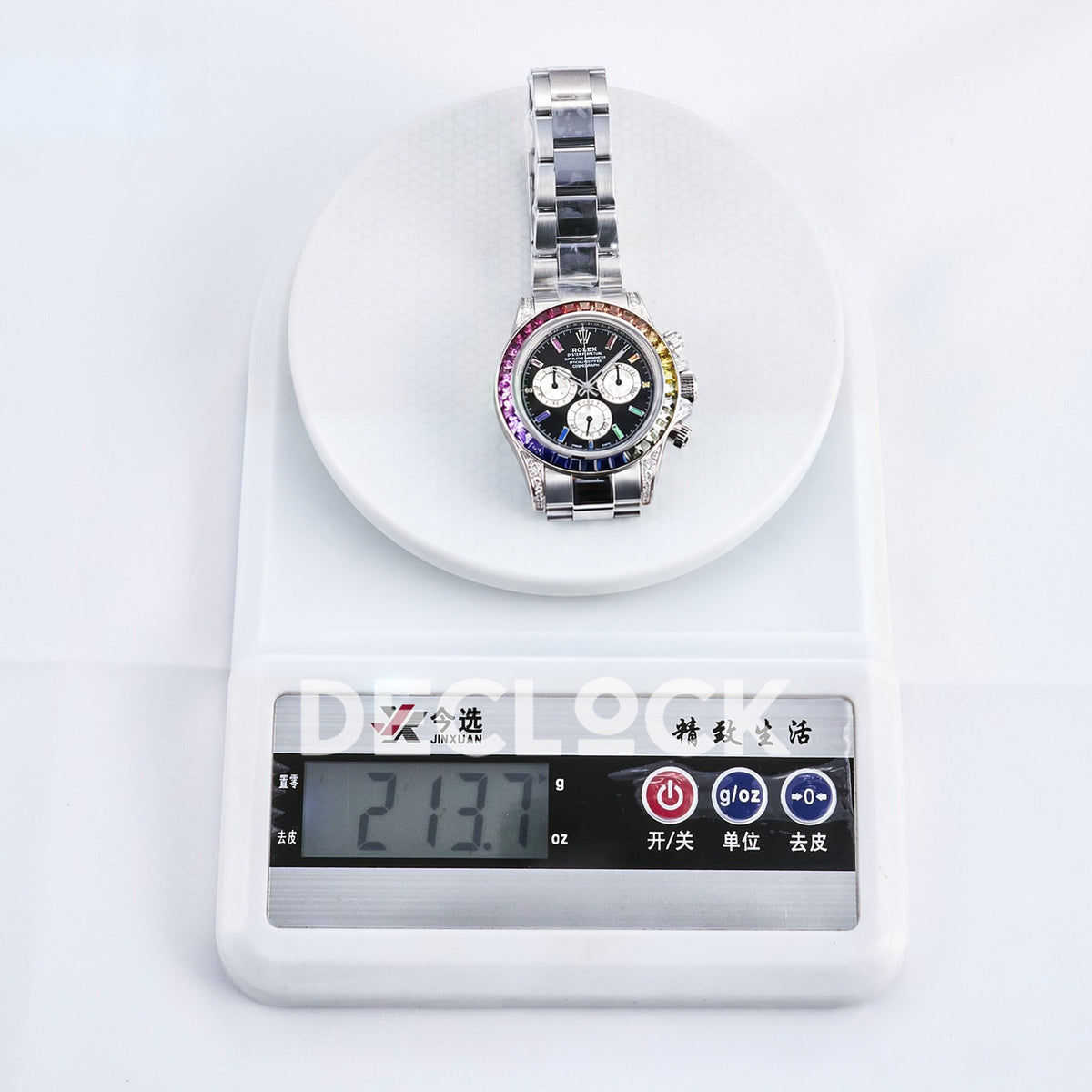 Rolex Daytona Custom 116520 RXF Rainbow Black Silver Dial DD4130 replica - weight scale