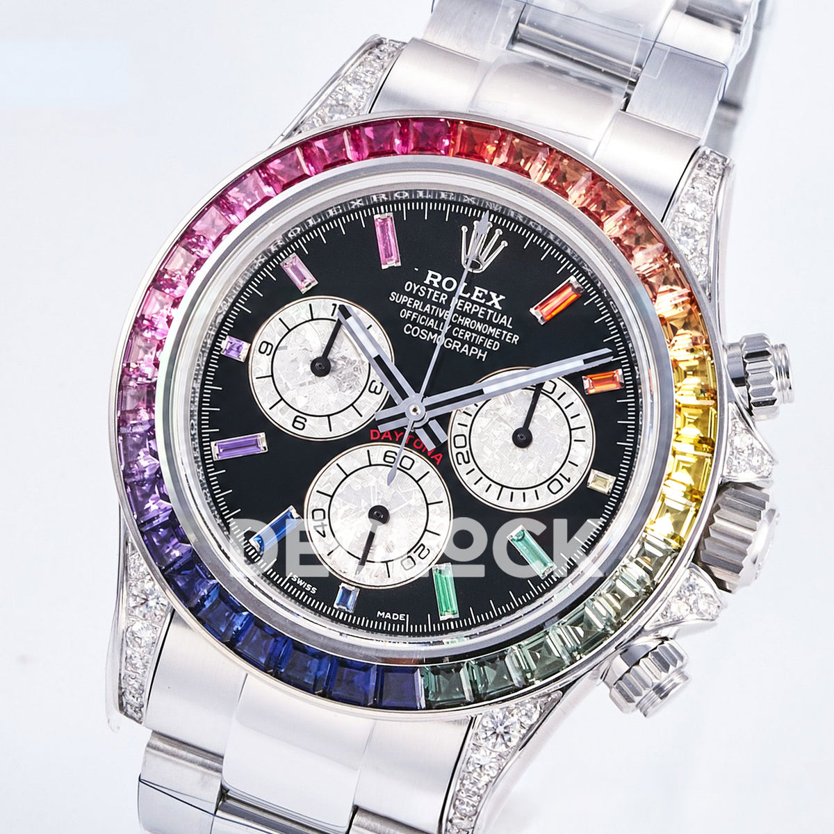 Rolex Daytona Custom 116520 RXF Rainbow Black Silver Dial DD4130 replica - front angle right