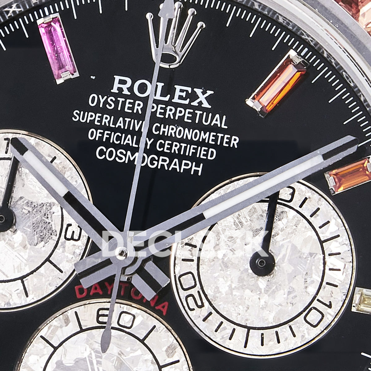 Rolex Daytona Custom 116520 RXF Rainbow Black Silver Dial DD4130 replica - upper dial closeup
