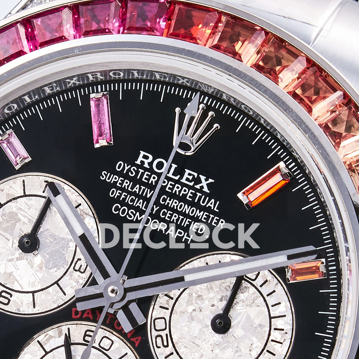 Rolex Daytona Custom 116520 RXF Rainbow Black Silver Dial DD4130 replica - upper dial angle
