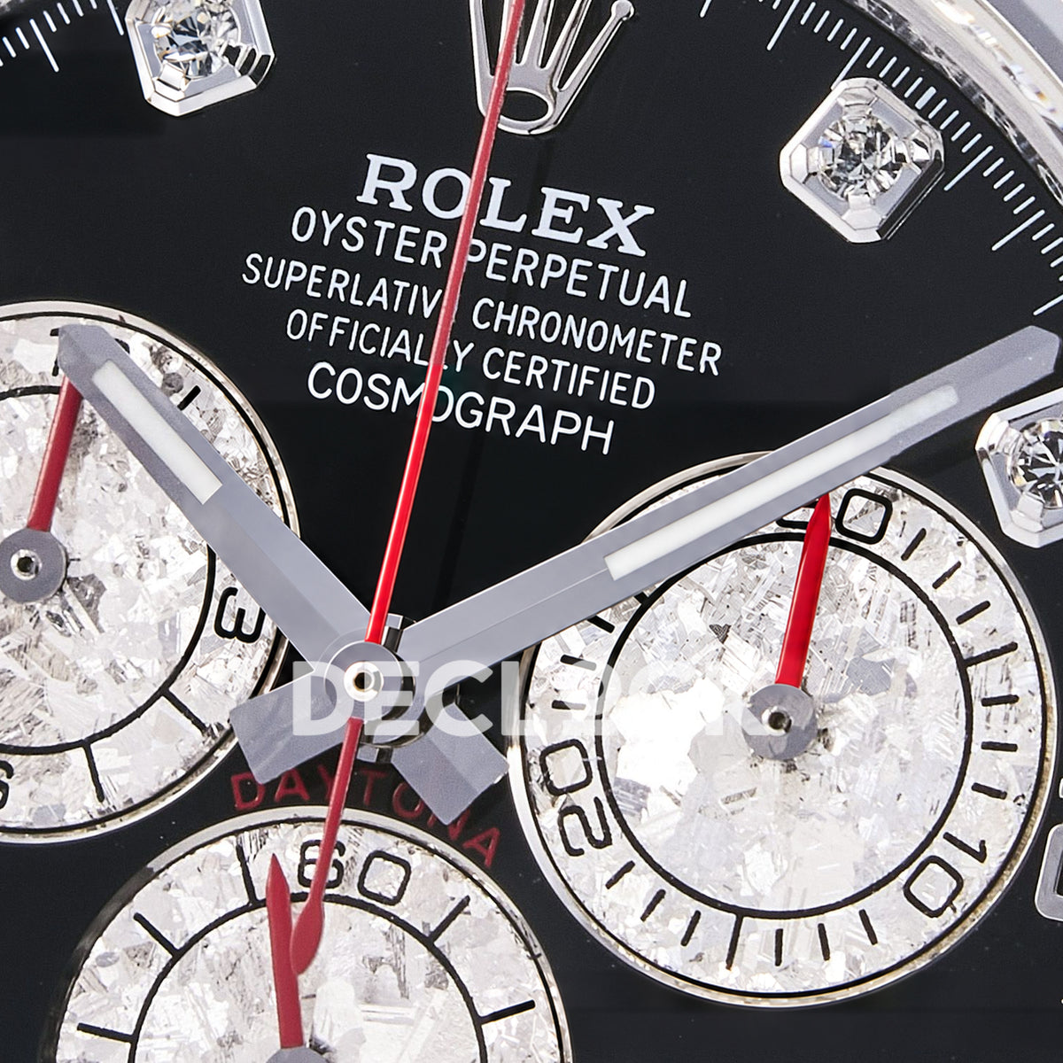 Rolex Daytona Custom 116520 RXF Rainbow Black Silver Gem Markers DD4130 replica - upper dial closeup
