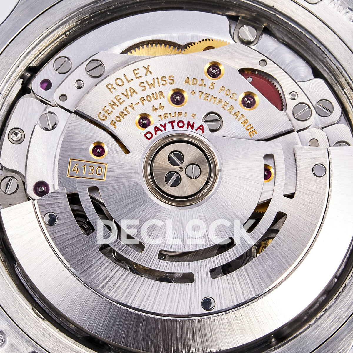 Rolex Daytona Custom 116520 RXF Rainbow Black Silver Gem Markers DD4130 replica - movement rotor closeup