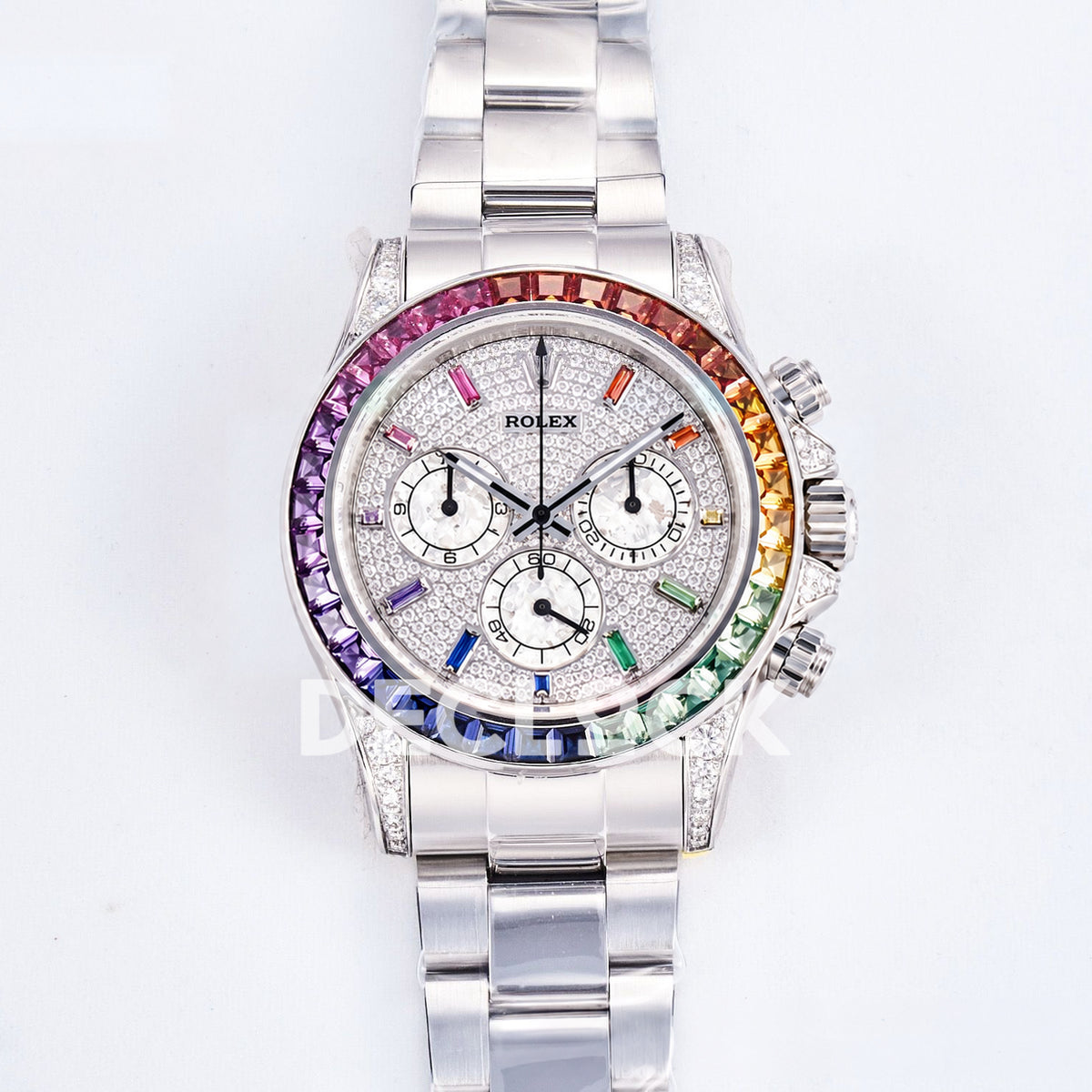 Rolex Daytona Custom 116520 RXF Rainbow Pavé Dial Steel DD4130 replica - front