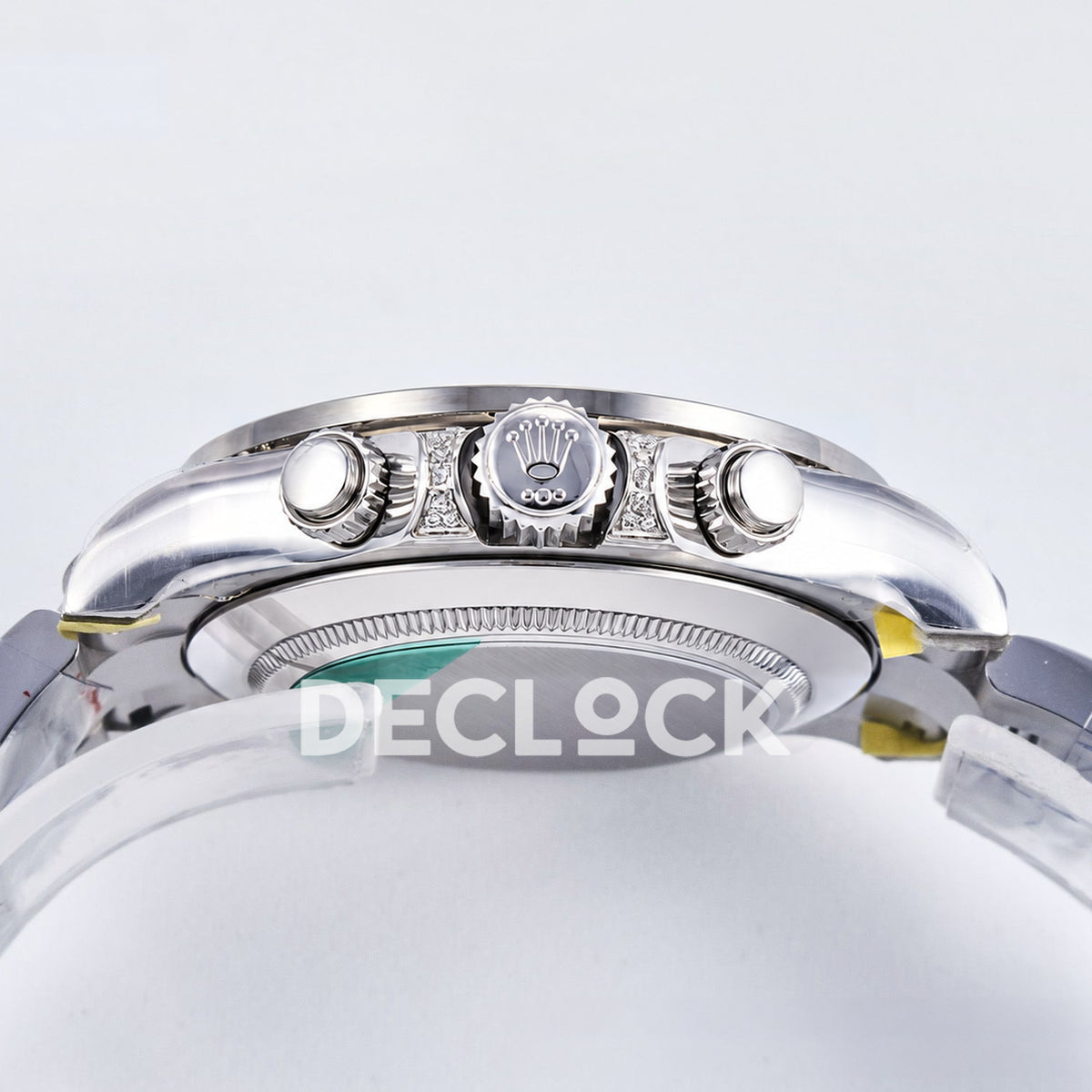 Rolex Daytona Custom 116520 RXF Rainbow Pavé Dial Steel DD4130 replica - crown side profile