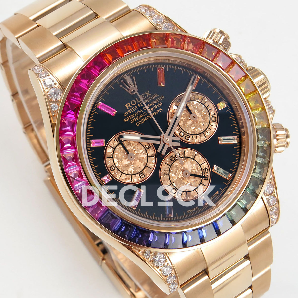 Rolex Daytona Custom 116595RBOW IPKF Rainbow Black Rose Gold DD4130 replica - front angle left