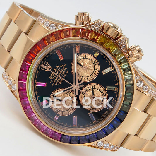 Rolex Daytona Custom 116595RBOW IPKF Rainbow Black Rose Gold DD4130 replica - front angle right