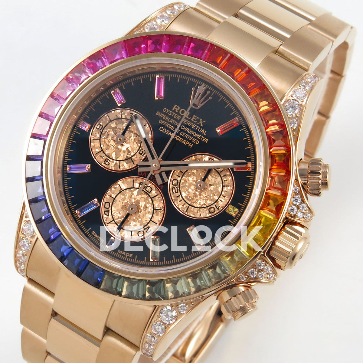 Rolex Daytona Custom 116595RBOW IPKF Rainbow Black Rose Gold DD4130 replica - front three quarter
