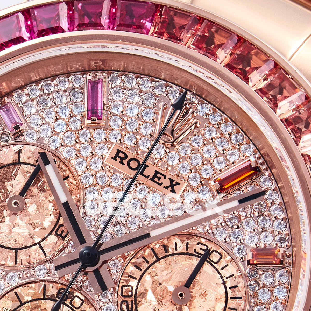 Rolex Daytona Custom 116595RBOW RXF Rainbow Pavé Dial Rose Gold DD4130 replica - dial detail