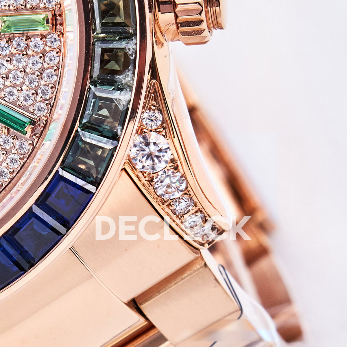 Rolex Daytona Custom 116595RBOW RXF Rainbow Pavé Dial Rose Gold DD4130 replica - bezel detail