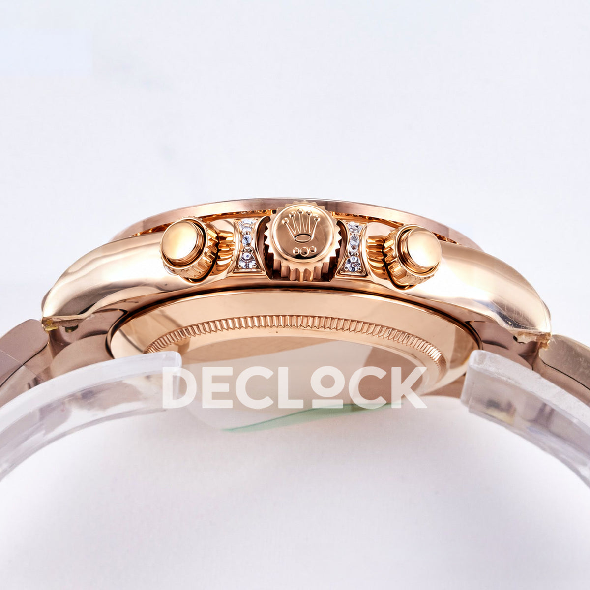 Rolex Daytona Custom 116595RBOW RXF Rainbow Pavé Dial Rose Gold DD4130 replica - crown side