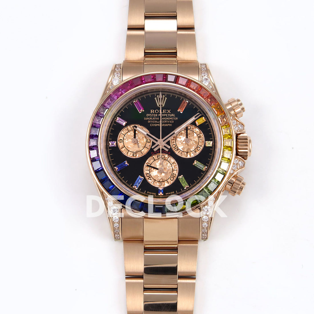 Rolex Daytona Custom 116595RBOW ZF Rainbow Black Rose Gold SH4130 replica - front 116595RBOW
