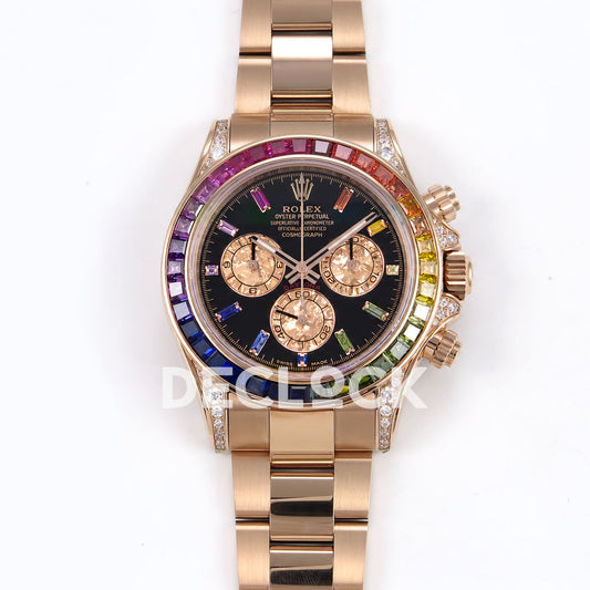 Rolex Daytona Custom 116595RBOW ZF Rainbow Black Rose Gold SH4130 replica - front