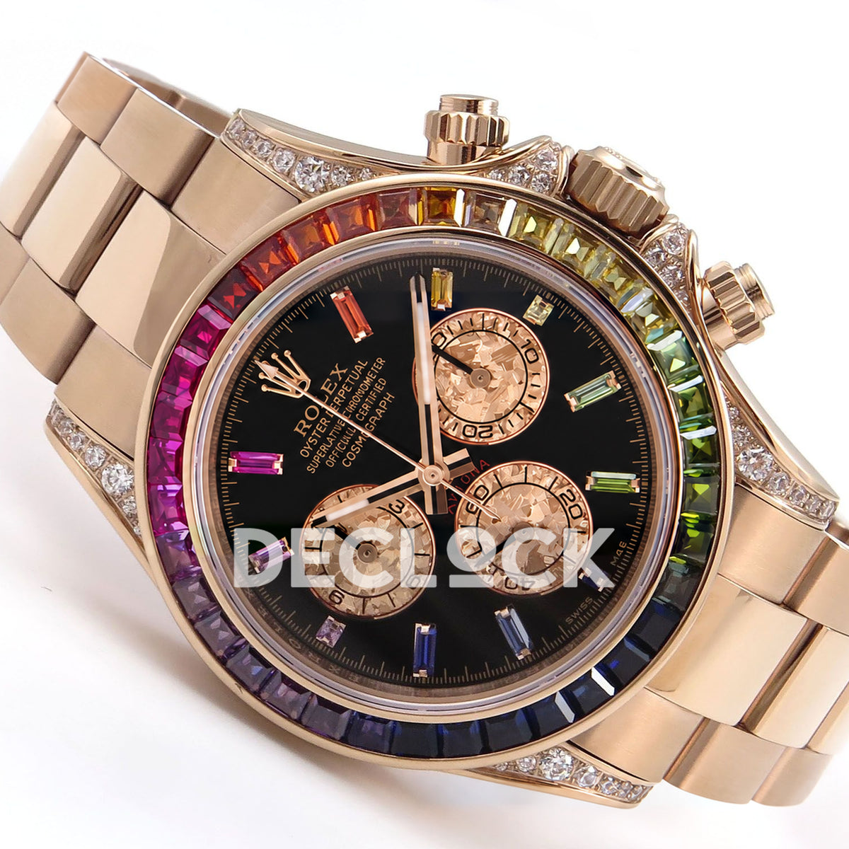 Rolex Daytona Custom 116595RBOW ZF Rainbow Black Rose Gold SH4130 replica - front angle right