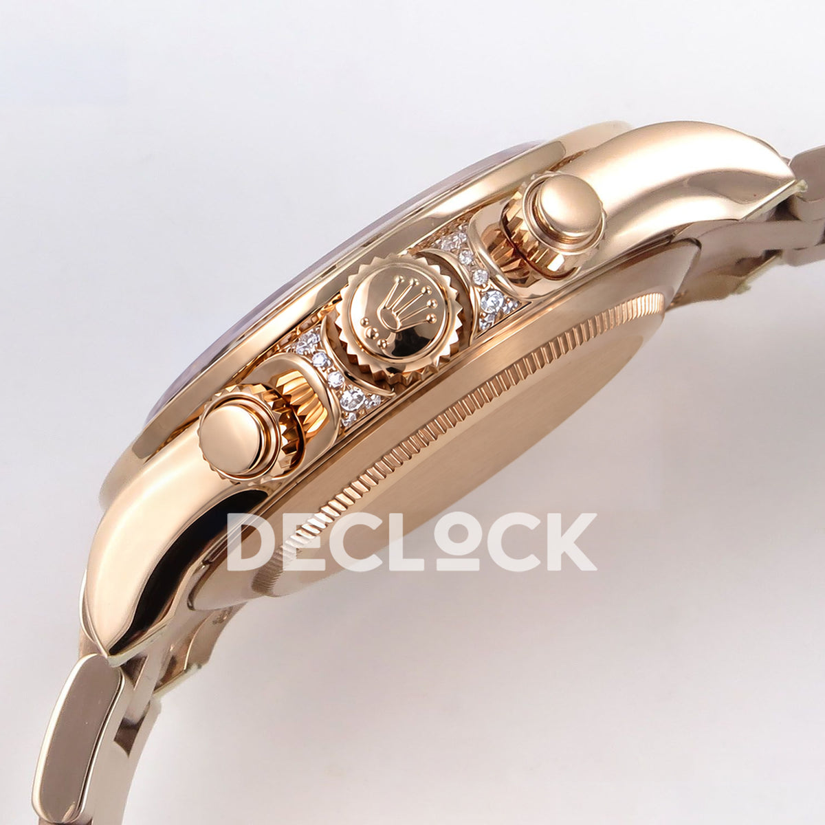 Rolex Daytona Custom 116595RBOW ZF Rainbow Black Rose Gold SH4130 replica - crown side profile