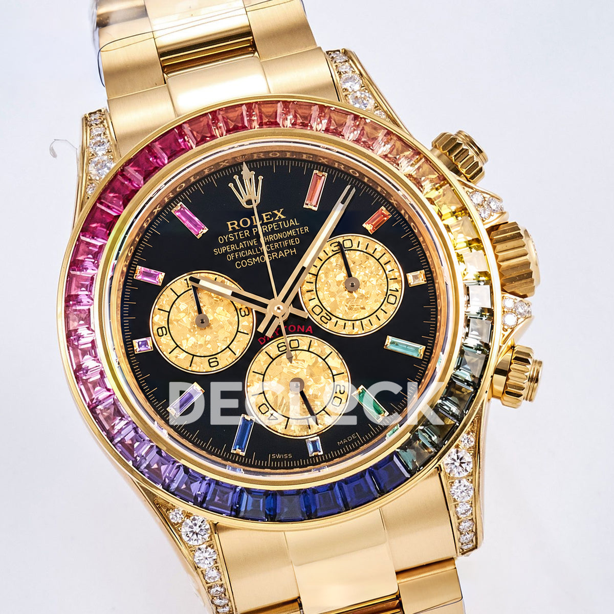 Rolex Daytona Custom 116598RBOW RXF Rainbow Black Gold Dial DD4130 replica - front three quarter