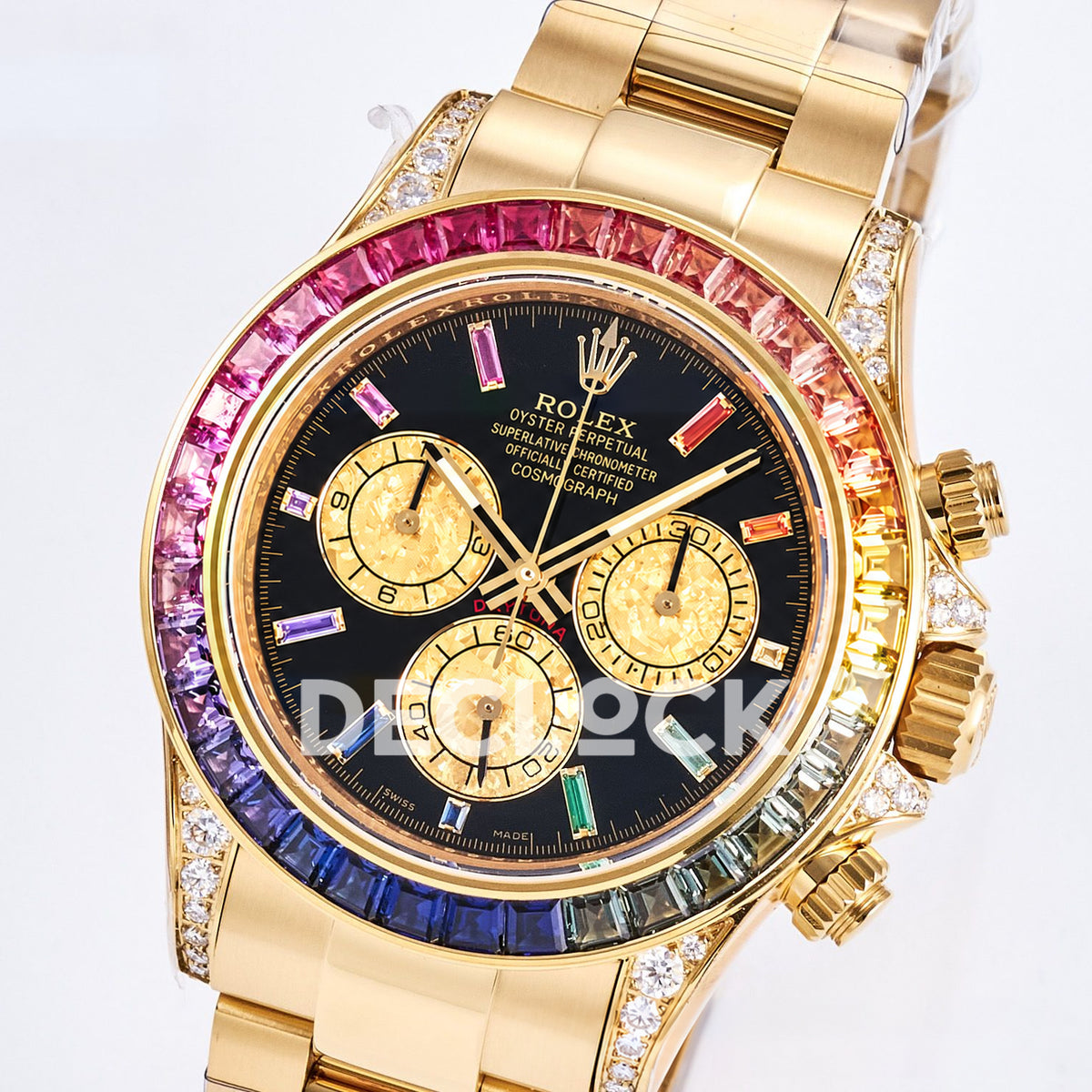 Rolex Daytona Custom 116598RBOW RXF Rainbow Black Gold Dial DD4130 replica - front angle right