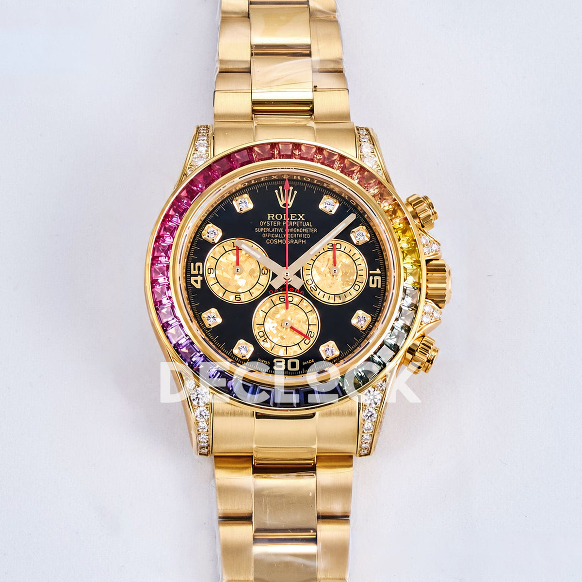Rolex Daytona Custom 116598RBOW RXF Rainbow Black Gold Gem Markers DD4130 replica - front