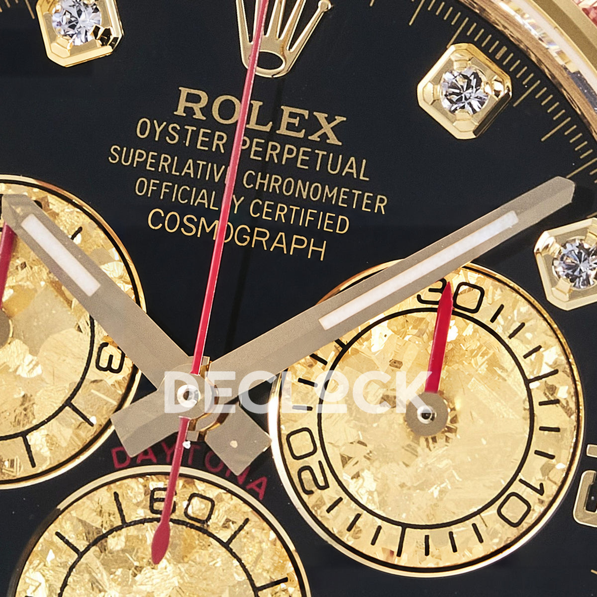 Rolex Daytona Custom 116598RBOW RXF Rainbow Black Gold Gem Markers DD4130 replica - upper dial closeup