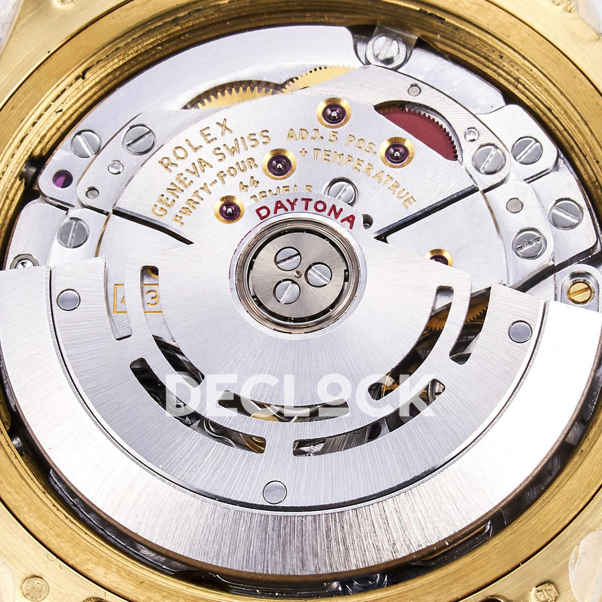 Rolex Daytona Custom 116598RBOW RXF Rainbow Black Gold Gem Markers DD4130 replica - movement rotor closeup