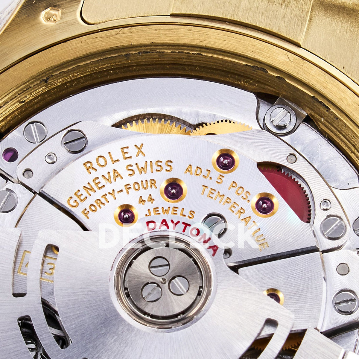 Rolex Daytona Custom 116598RBOW RXF Rainbow Pavé Dial Yellow Gold DD4130 replica - movement case edge