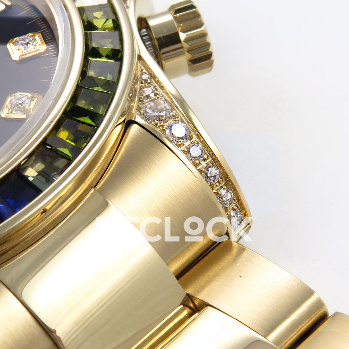 Rolex Daytona Custom 116598RBOW ZF Rainbow Black Gold Dial SH4130 replica - lug and bracelet closeup