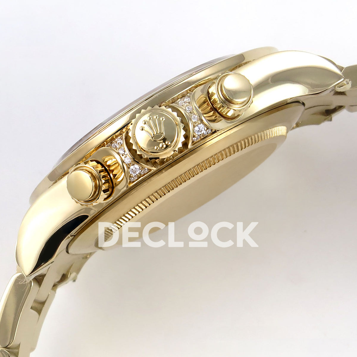 Rolex Daytona Custom 116598RBOW ZF Rainbow Black Gold Dial SH4130 replica - crown side profile