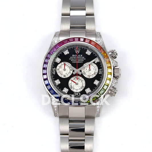 Rolex Daytona Custom 116599RBOW ZF Rainbow Black Silver Dial SH4130 replica - front