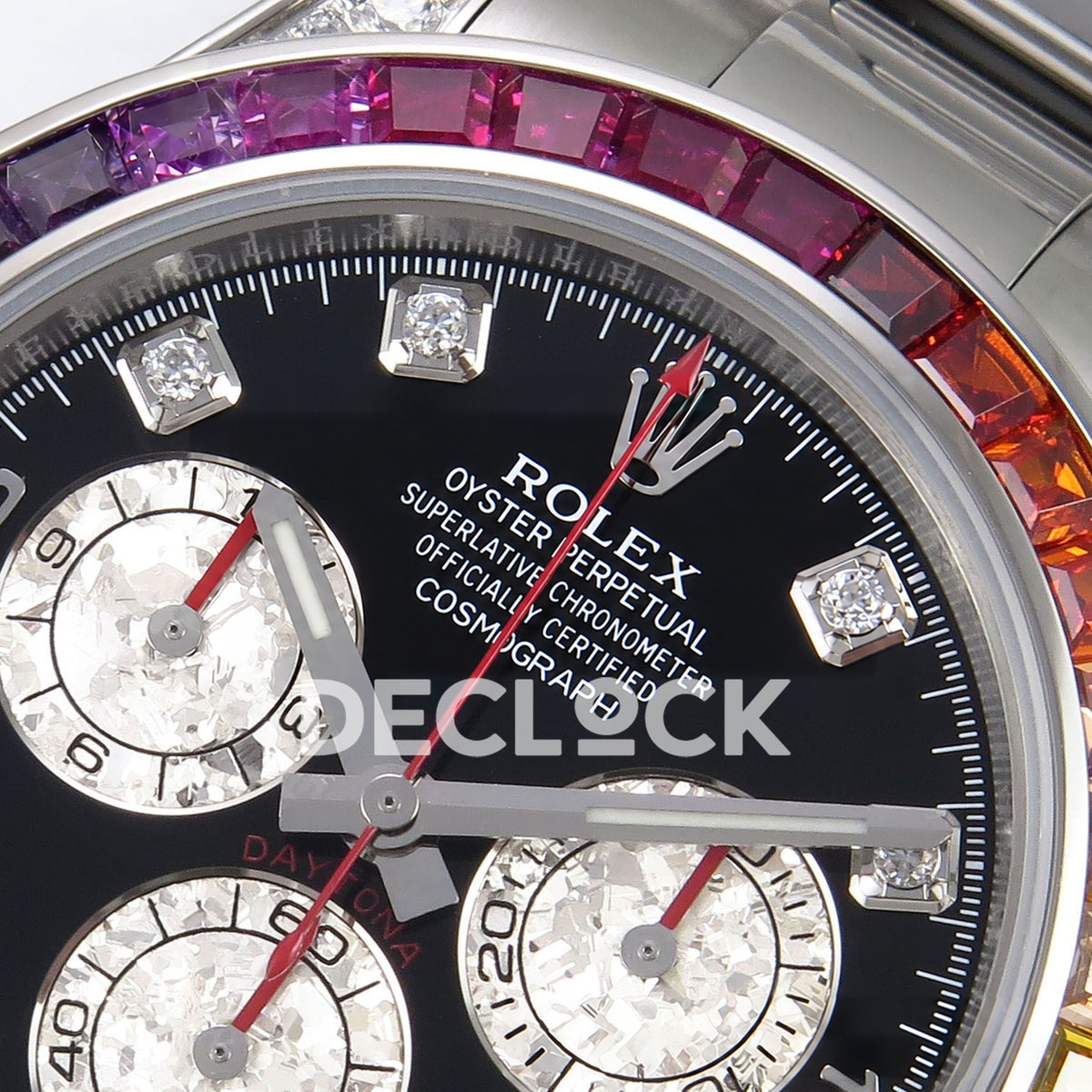 Rolex Daytona Custom 116599RBOW ZF Rainbow Black Silver Dial SH4130 replica - upper dial closeup