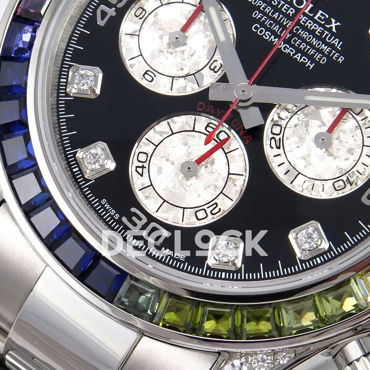Rolex Daytona Custom 116599RBOW ZF Rainbow Black Silver Dial SH4130 replica - lower dial closeup