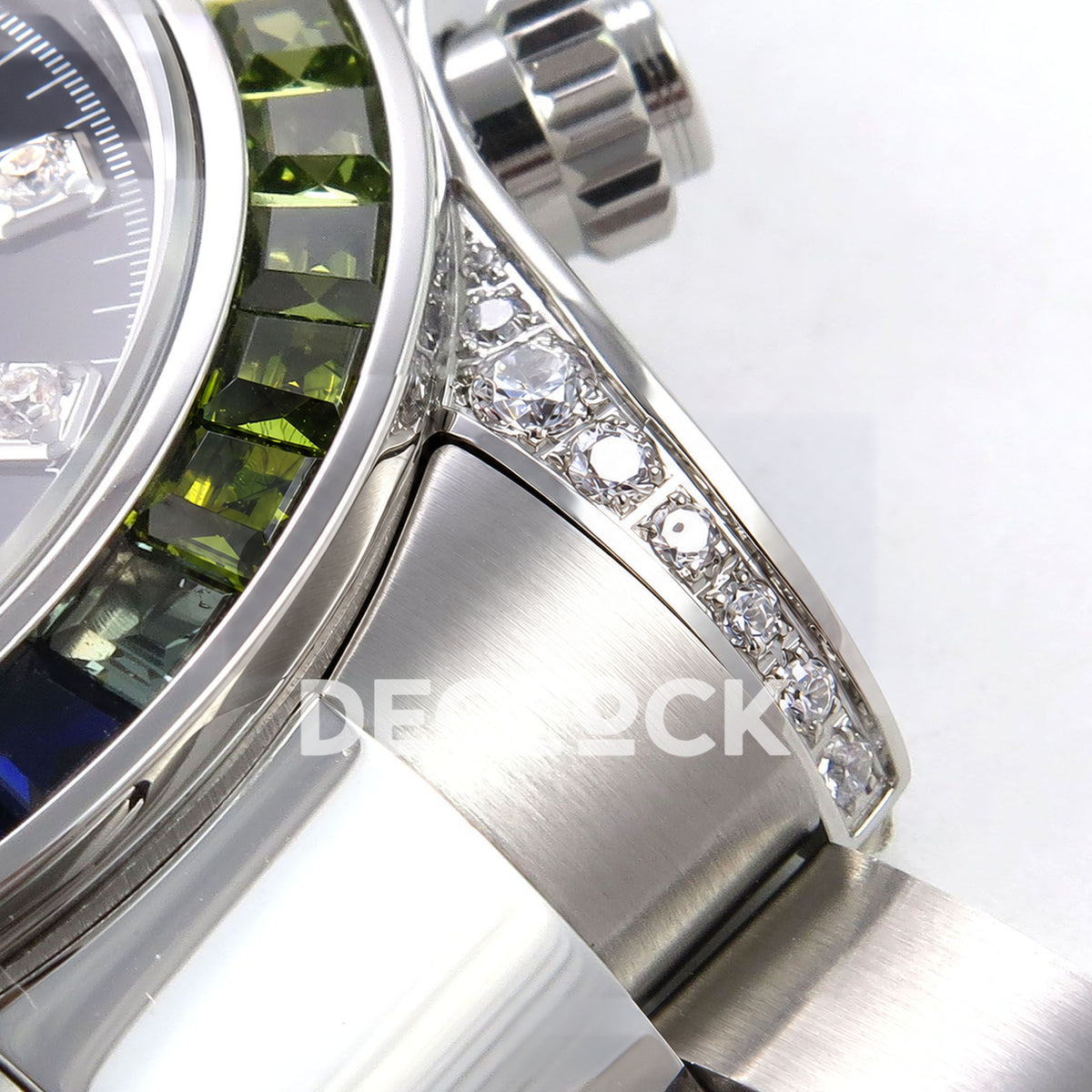 Rolex Daytona Custom 116599RBOW ZF Rainbow Black Silver Dial SH4130 replica - lug and bracelet closeup