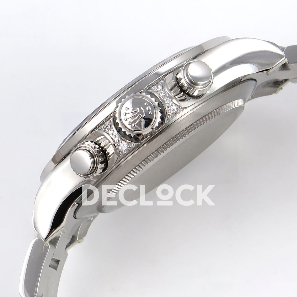 Rolex Daytona Custom 116599RBOW ZF Rainbow Black Silver Dial SH4130 replica - crown side profile