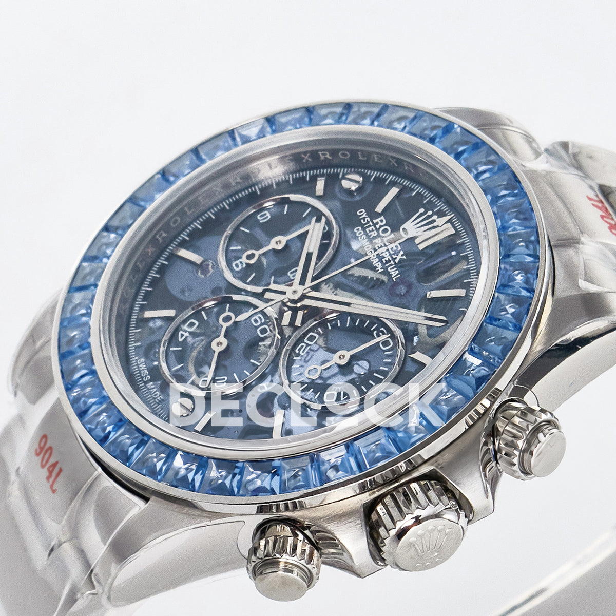 Rolex Daytona Custom Artisans Blue Skeleton GETF DD4802 replica - crown side front