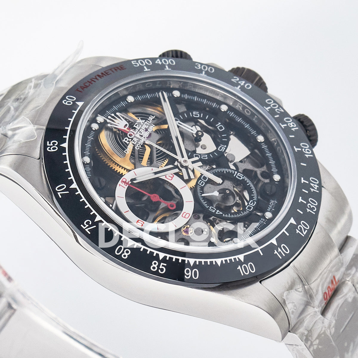 Rolex Daytona Custom Artisans Skeleton Black Ceramic GETF DD4802 replica - angled dial left