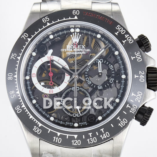Rolex Daytona Custom Artisans Skeleton Black Ceramic GETF DD4802 replica - dial close up